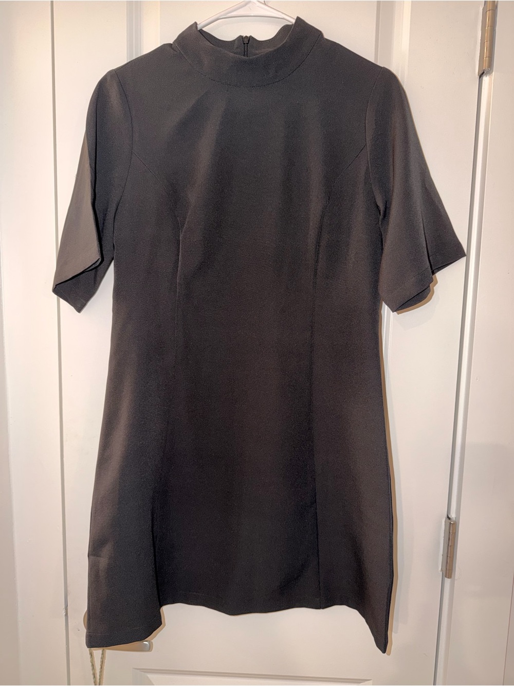 Elegant Black Mock-Neck Mini Dress
